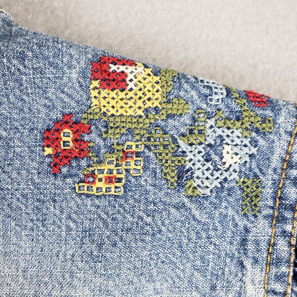 Polo Ralph Lauren‎ Size M Needlepoint Embroidered Denim Trucker Jacket Scandi - Picture 9 of 11